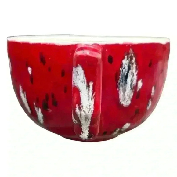 Set of 2 hand thrown latte mugs red glaze - Picture 4 of 15